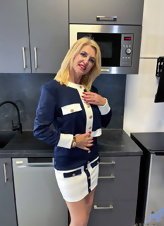 Nude Mature Blonde Spreads In Kitchen