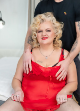 Mature Blonde Tits Out In Red Lingerie