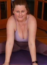 Mature Yoga Spread Pose Tease